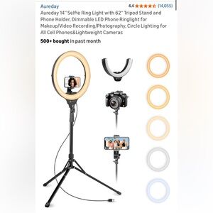 Adjustable LED Ring Light with Phone & Camera Mount